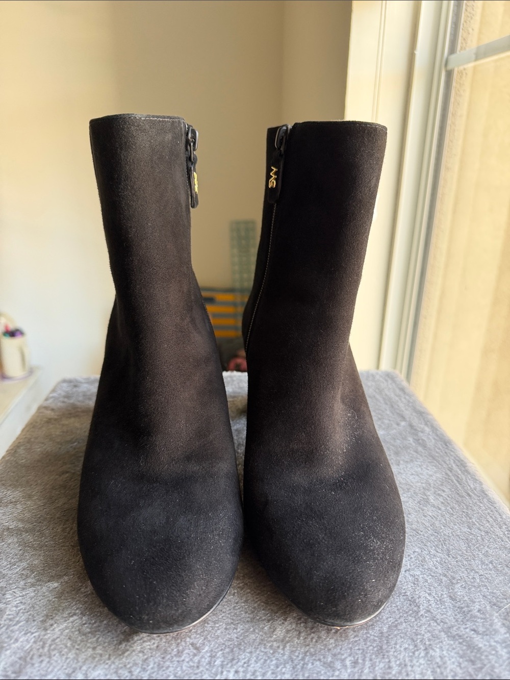 Stuart Weitzman Black Suede Ankle Booties with Side Zip